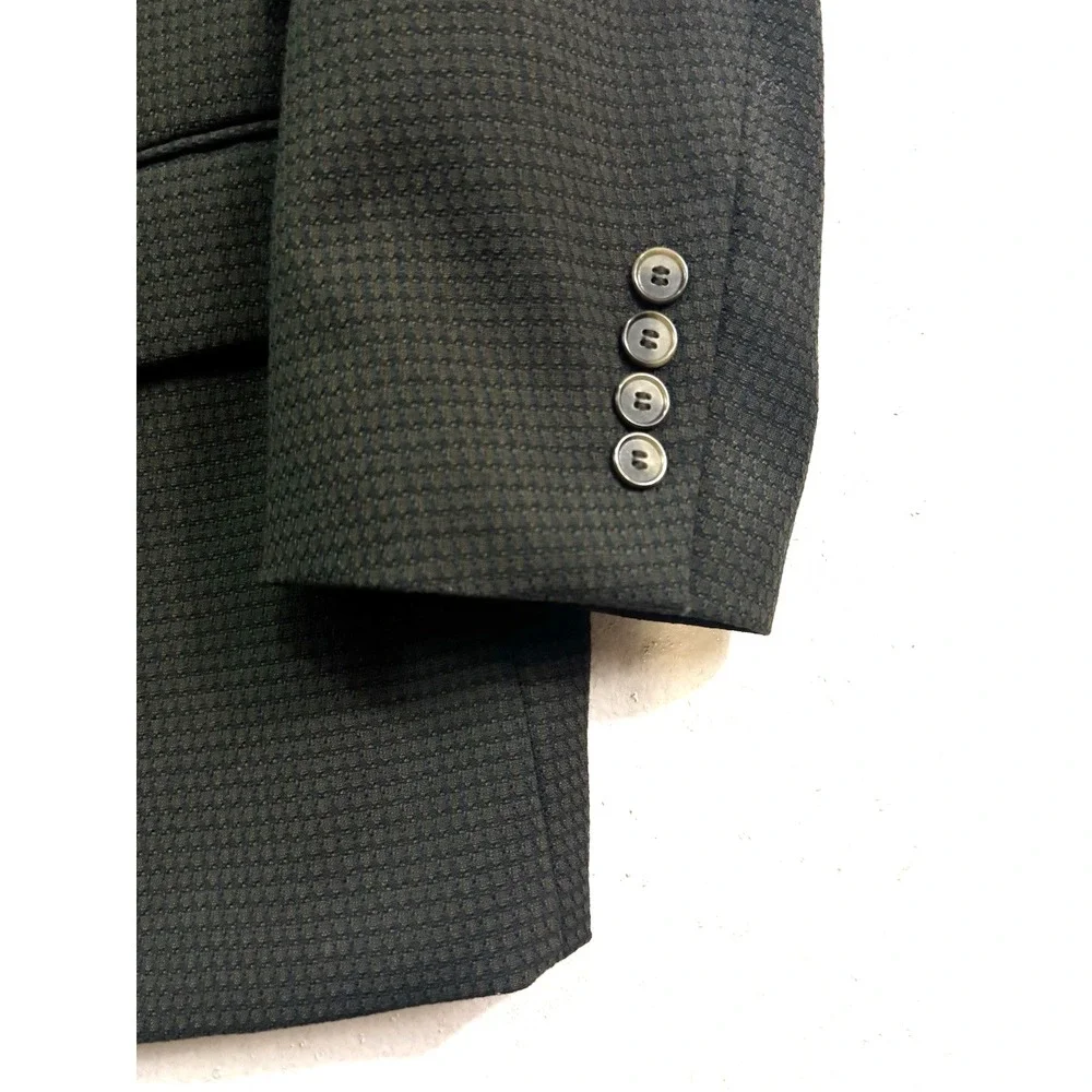 Vtg 90s Double Breasted‎ Blazer 42R green knit jacket sport suit coat J Riggins